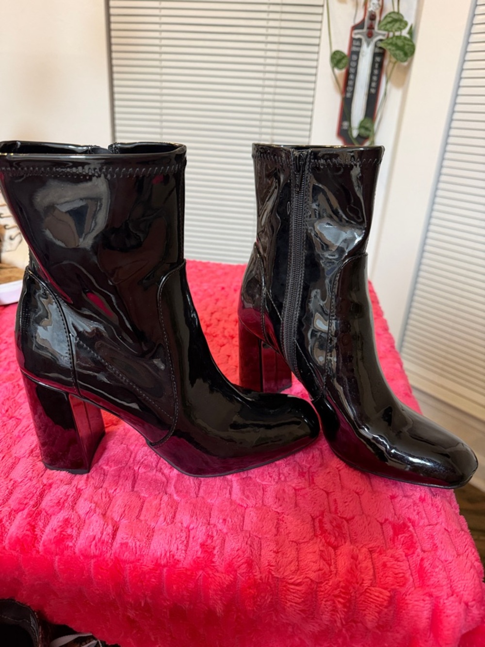 Patent Leather Black Women's Ankle Boots